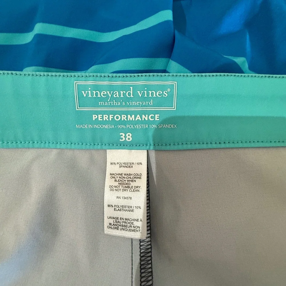 Vineyard Vines Board Shorts Men 38 Blue Excellent Striped Performance Stretch